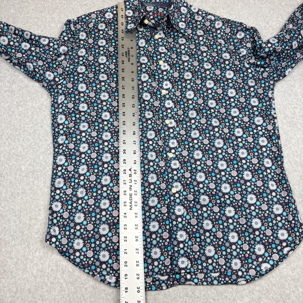 Robert Graham Shirt Mens Large Floral Dot Print Blue Button Down Flip Cuff - Picture 6 of 10